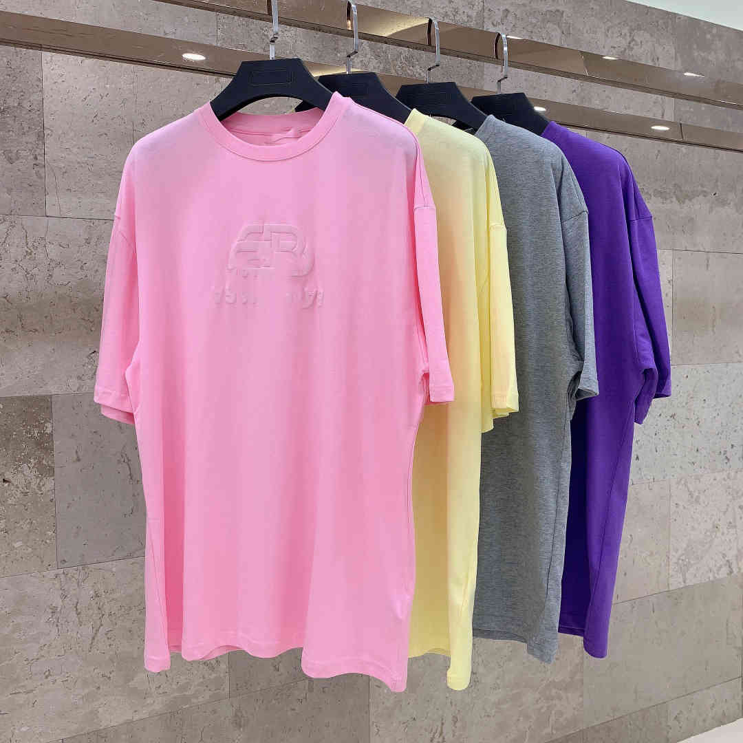 

designer womenT-shirt 2021 New fake two T-shirts fashion cotton Silk splicing summer Foaming printing T T-shirts, White