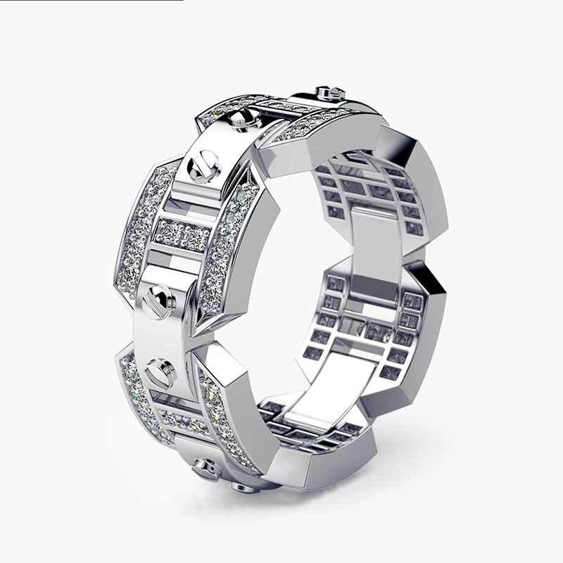 

Cluster Rings Huitan Trendy Decorations Unisex Ring Band Luxury Silver Color Punk Stylish Men Power Gadget, Golden;silver