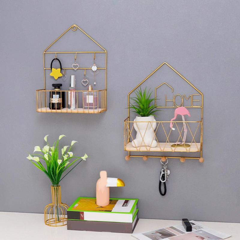 

Nordic Flower Stand Holder Wall Mount Hollow Draining Iron Storage Rack For Household Supply Bedroom Living Room Office Decor Decorative Obj
