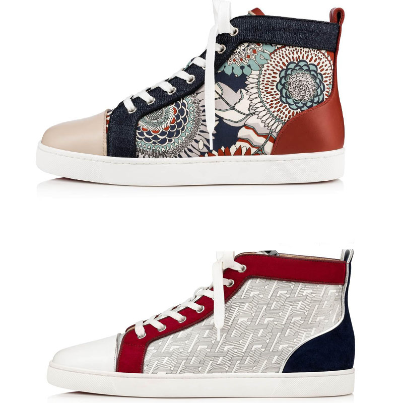 

High Quality Men Flat Casual Shoes Red Bottoms Sneaker Rantus Orlato Man Flat Graffiti Genuine Leather Reds Sole Designer Wholesale