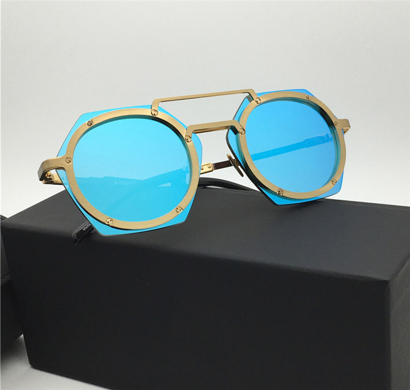

Fashion men designer sunglasses H006 Metal hexagonal frame punk glasses Summer vintage trend style top quality UV Protection come with box
