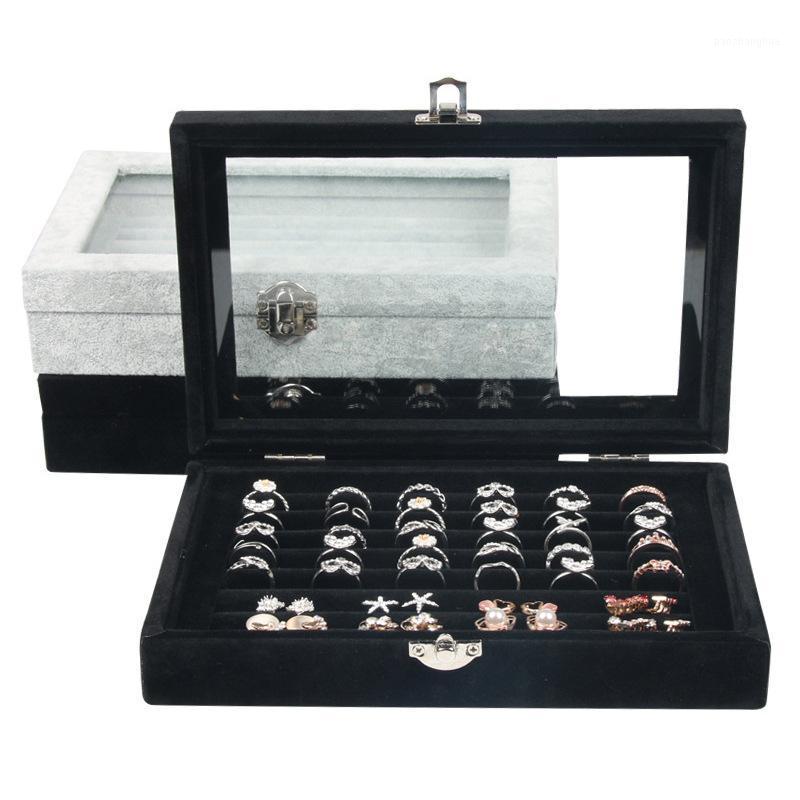 

Jewelry Pouches, Bags 1pcs Display Casket Black / Gray Organizer Earrings Ring Case For Gift Packaging H2196, Pink;blue