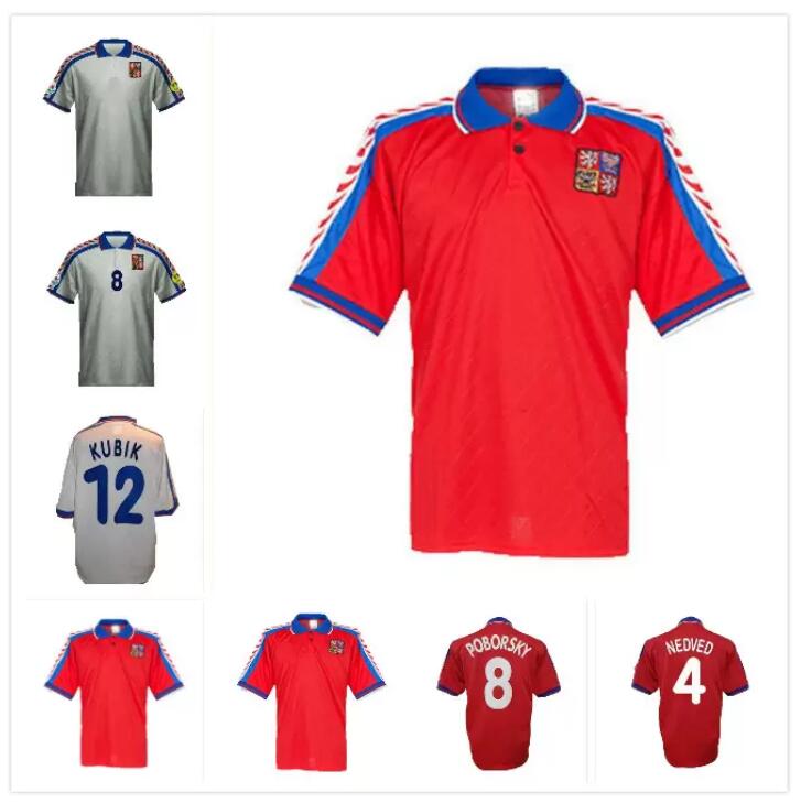 

Retro Soccer Jersey Czech Republic 1996 1997 Vintage uniform 96 97 home red classic Football Shirt NOVOTNY NEDVED POBORSKY FRYDEK