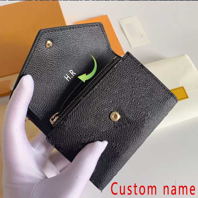 

Custom Name Designers Wallets Luxurys Purse Bag Empreinte Classic Pallas Card Holder Fashion Short Victorine Wallet High Quality Zipper Coin Purses Orange Box, Black--flower