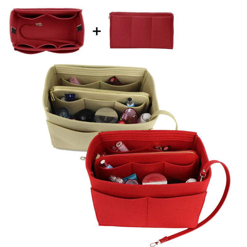 

Women Cosmetic Bags Travel Bag Insert Liner Organiser Zipper Organizer Handbag Purse Makeup & Cases, Beige