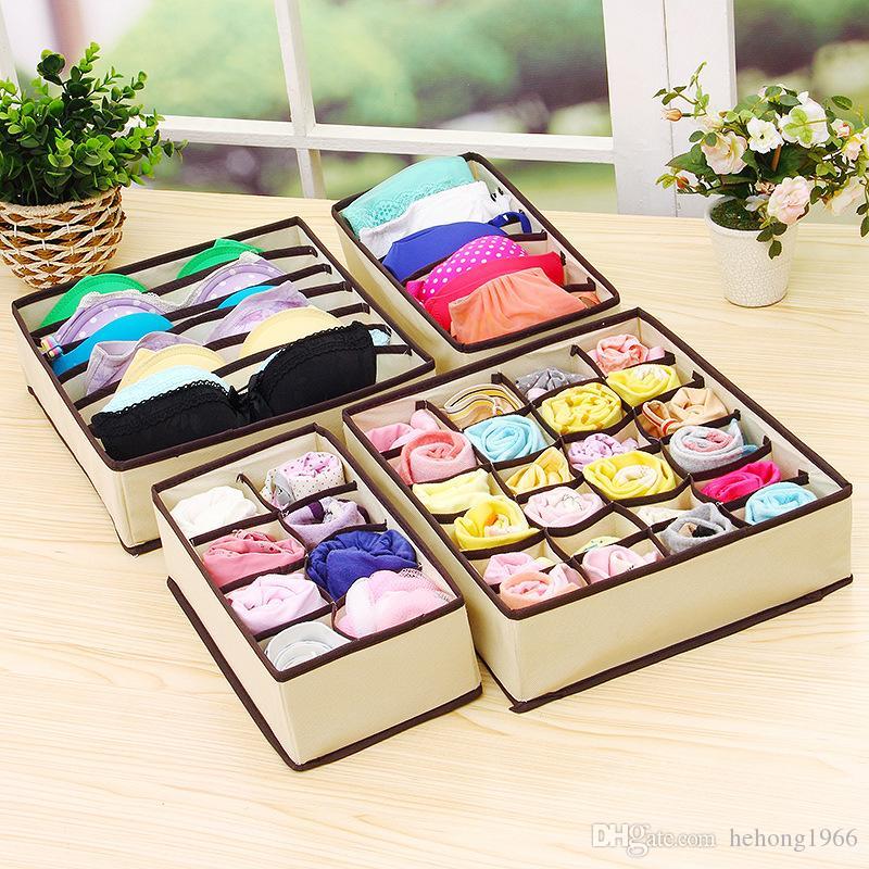 

4pcs/set Storage Organizer Lash Cases Folding Divider Boxes Closet Esk Socks Clothing Bras Closet Organizers Containers Box 10 5fc0 5fc, As show