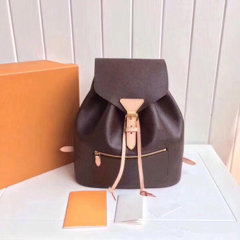 

School Bags Classic Satchel men women student Backpacks genuine leather double shoulder bag handbag Backpack notebook Mezzanine Multifunction Without box sdaa, Brown old flower