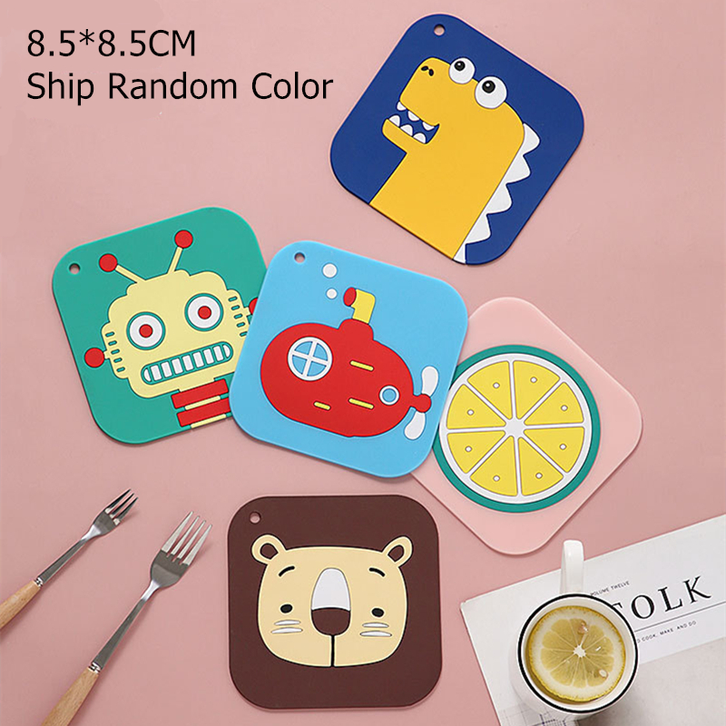 

8.5cm Cartoon Silicone Coaster Home Office Milk Coffee Cup Mat Heat Insulation Non-slip Dinner Mats Cute Animals Cup Pad Mug Coaster