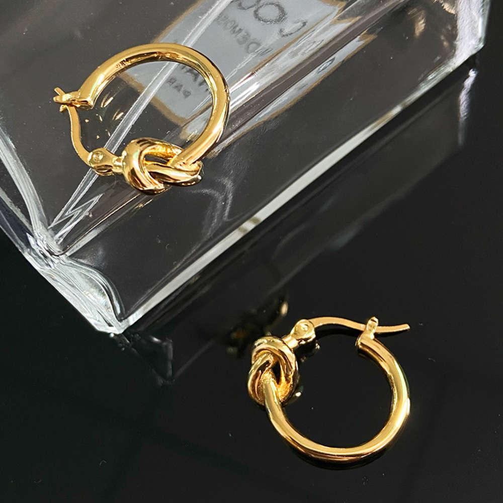

hoop Celin Knot Earrings women's temperament advanced feeling net red, Golden;silver