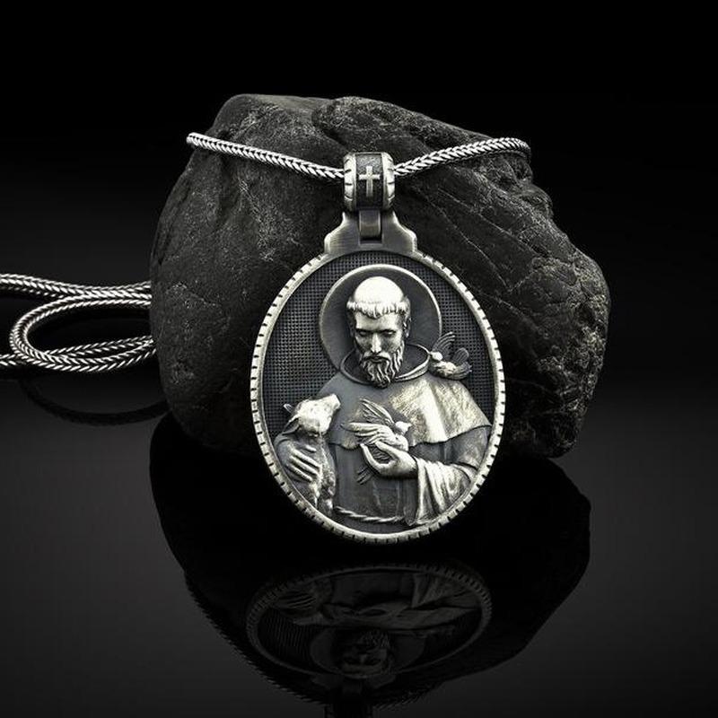 

Pendant Necklaces Christian St. Francis Medal Tag Men's Retro Necklace