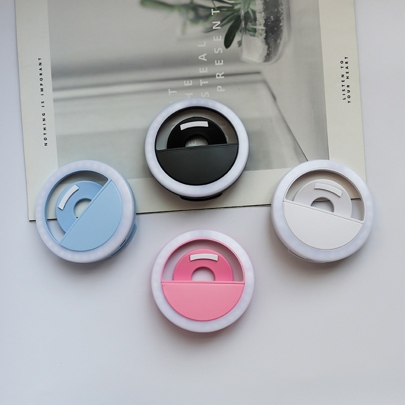 

RK12 Selfie Fill Light LED Beauty Ring Portable Rechargeable Cell Phone Lamp for Iphone Clip Video Film Shooting Makeup Stream 4 Colors
