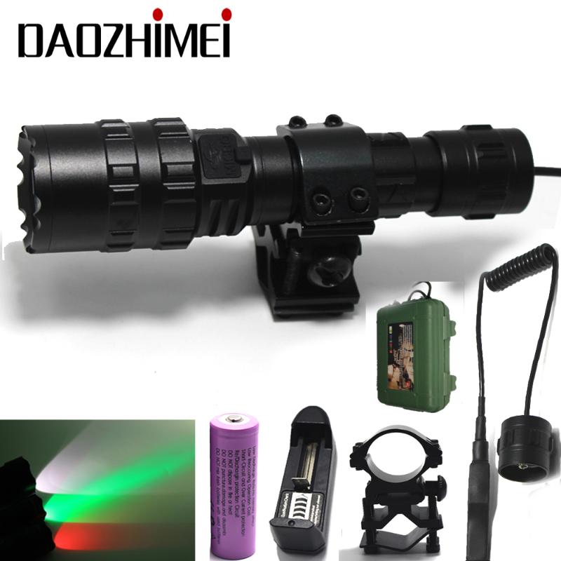 

Red/Green/White Tactical LED 5mode Ultra Bright Hunting Light USB Rechargeable Waterproof Scout Torch Flashligh Flashlights Torches