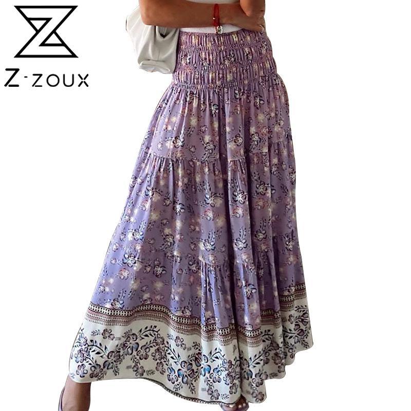 

Women Skirt High Waist Bohemian Skirts Plus Size Vintage Sexy Beach Long For Summer Clothes 210524, Purple