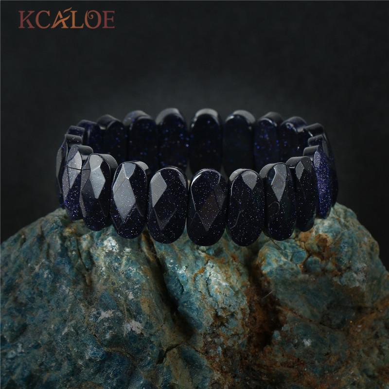 

Beaded, Strands KCALOE Charm Bracelet For Men Women Natural Blue Sand-Stone Bracelets Bangles Elastic Stretch Yoga Jewelry Bracciale Pulsera, Black