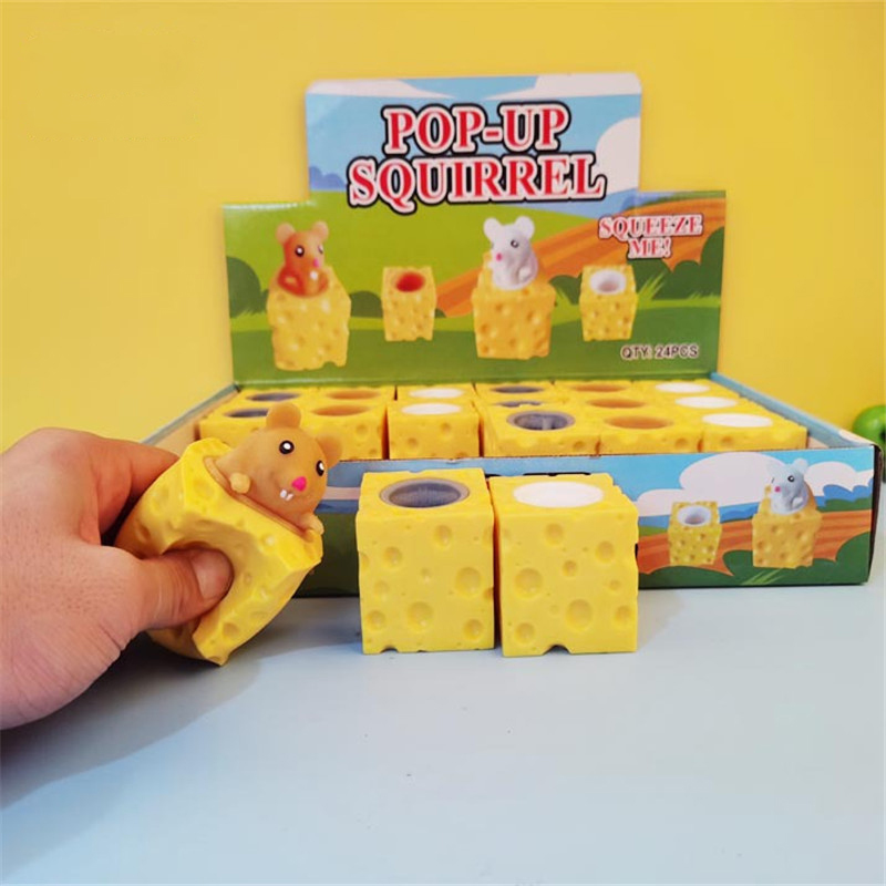 

Kawaii Animal POP-UP Squirrel Squeeze Cheese mouse cup Fidget Toys Push Bubble Simple Decompression Anti Stress Children's Gifts