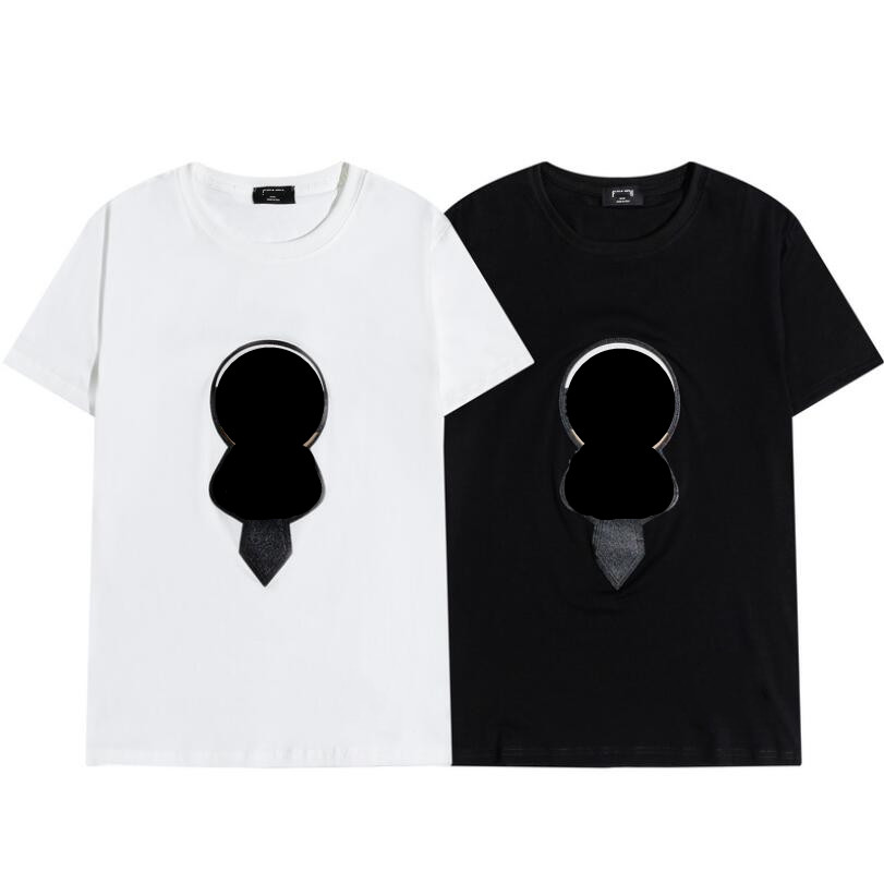 

High quality leisure fashion brand designer T-shirt chest cartoon villain pattern men and women with lovers short sleeve top star style, White;black