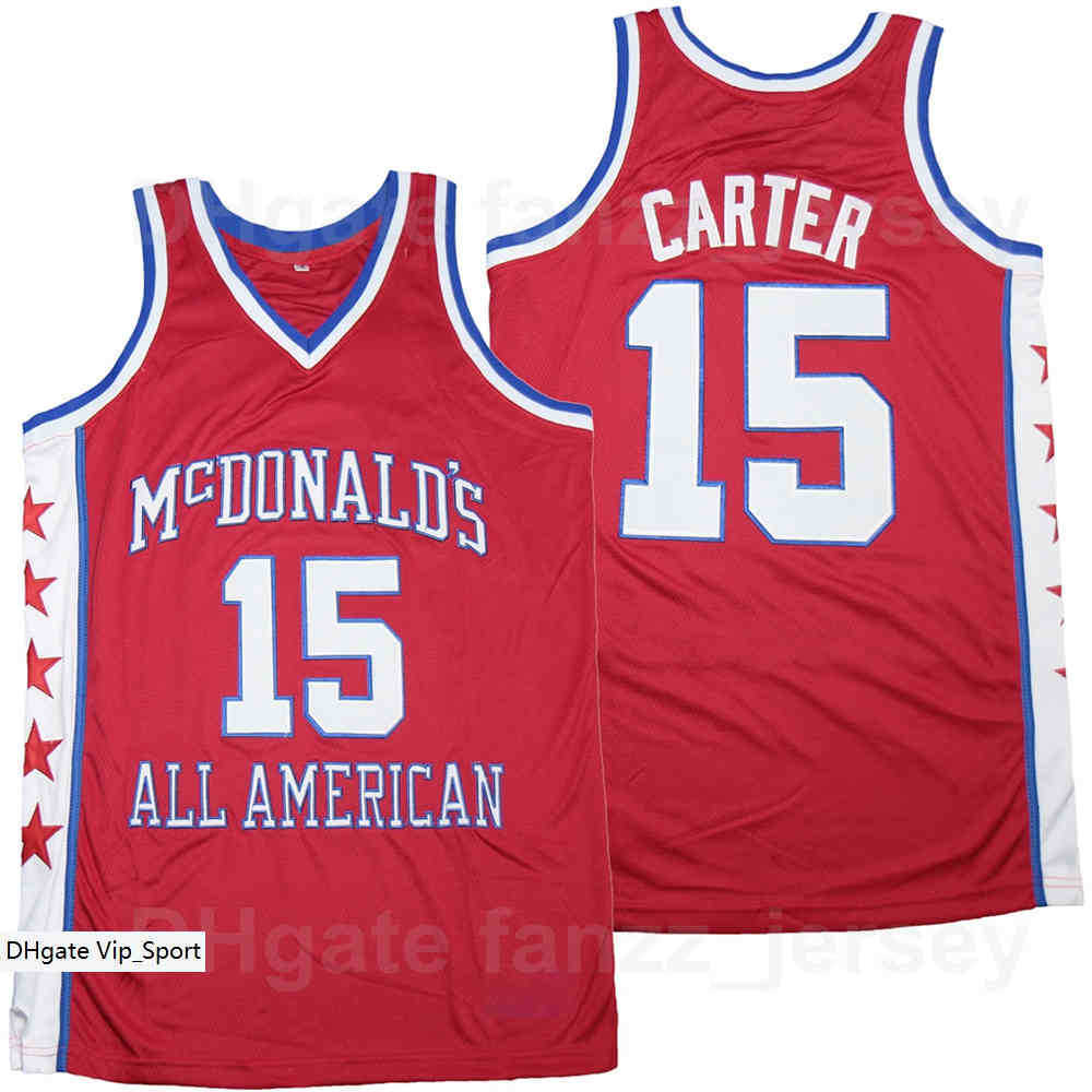 

Movie McDonalds All America Basketball Vince Carter Jersey 15 Team Color Orange Away Breathable For Sport Fans Pure Cotton Shirt University, Red