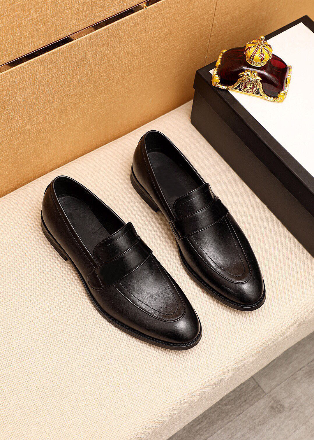 

2022 Men's Fashion Genuine Leather Slip On Driving Oxfords Casual Loafers Male Brand Party Wedding Dress Shoes Size 38-46, Black