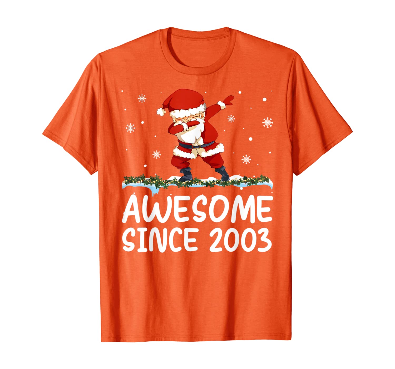 

Dabbing Santa Claus Awesome Since 2003 16 years Xmas Gift T-Shirt, White;black