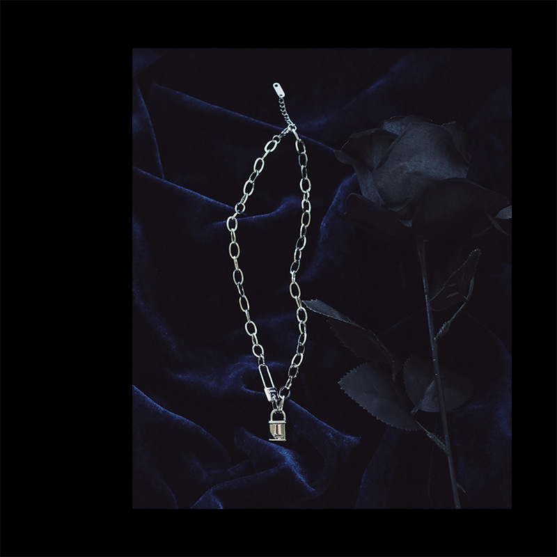 

Lock Pin Thick Chain Autumn/winter Necklace Lock Chain Titanium Steel Gold-plated Color-retaining Silver Does Not Fade