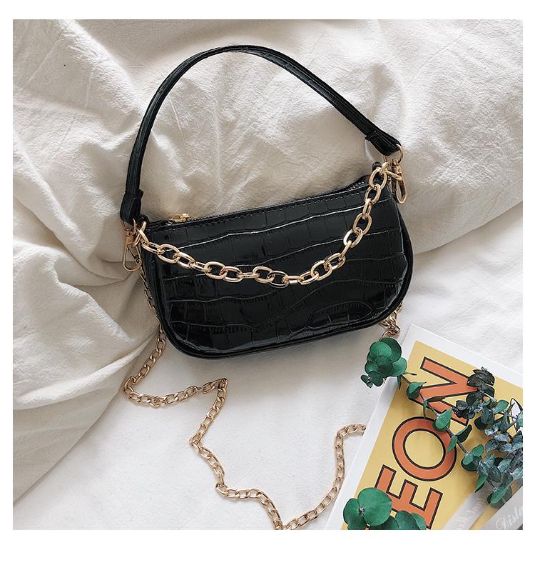 

Evening Bags Fashion Crocodile Pattern Baguette MINI PU Leather Shoulder For Women 2021 Chain Design Luxury Hand Bag Female Travel