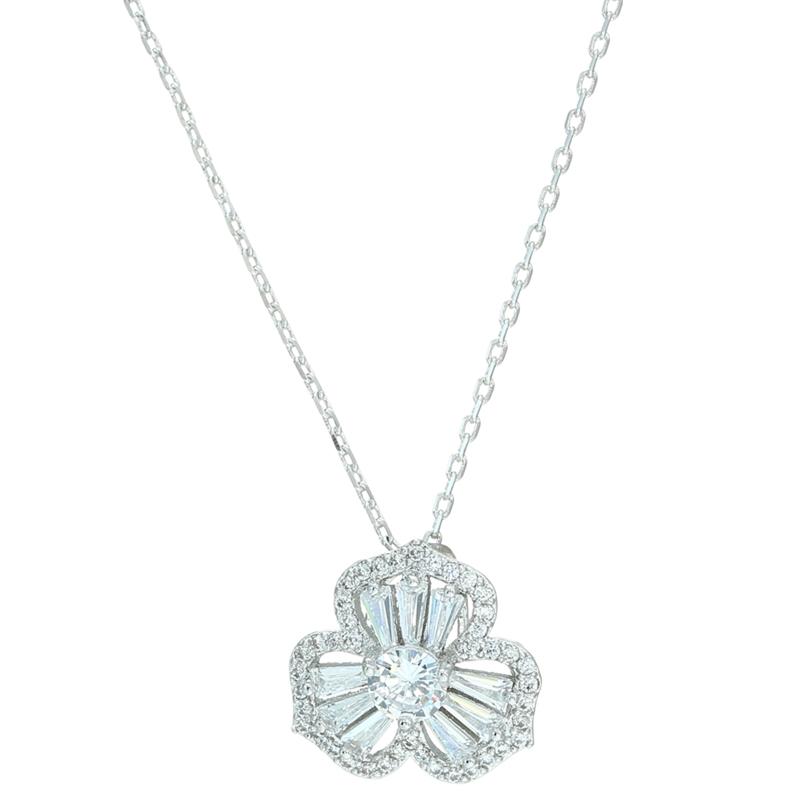 

Pendant Necklaces L'amour&ma Women Luxury Flower Crystal Fashion Jewelry Accessories Bridesmaid Gifts Wedding Party, Silver
