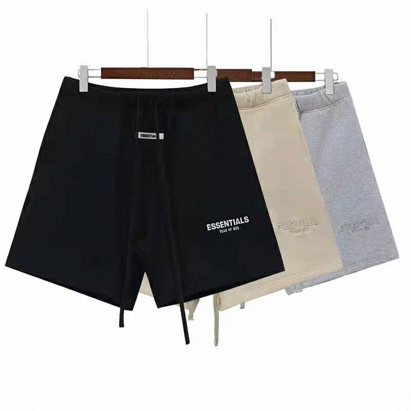 

15 colors 2020ss Fear Of God Mens Shorts Pants Casual Essentials Letter-printed trousers with loose loops and hip-hop fog womens Summer reflective Short dMJG#, Dust bag