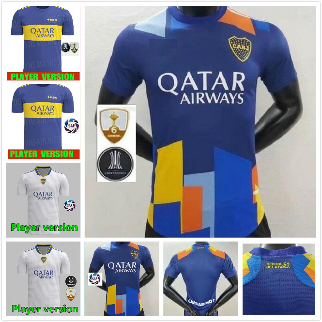 

21 22 Player version Boca Juniors soccer jersey CARLITOS MARADONA TEVEZ DE ROSSI 2021 third home away 3rd 4th thailand Fans football shirt, Red