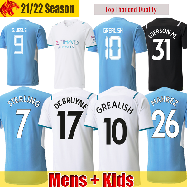 

21 22 manchester soccer jerseys 2021 2022 man GREALISH city STERLING football shirt Fans Player Version FODEN DE BRUYNE GESUS BERNARDO MAHREZ FERRAN men kids kits, 2122 home