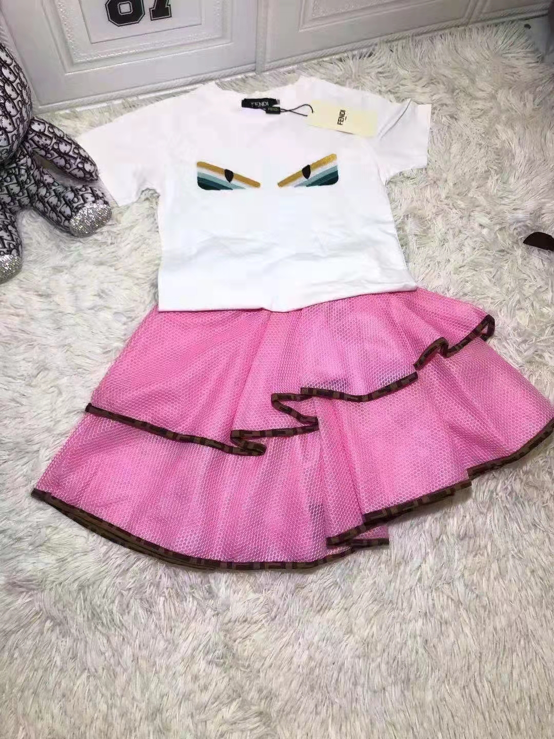 

kids clothing sets summer vintage flower girl dress white color short sleeve kid clothe set fashion designer summer plaid child girls toddler outfits