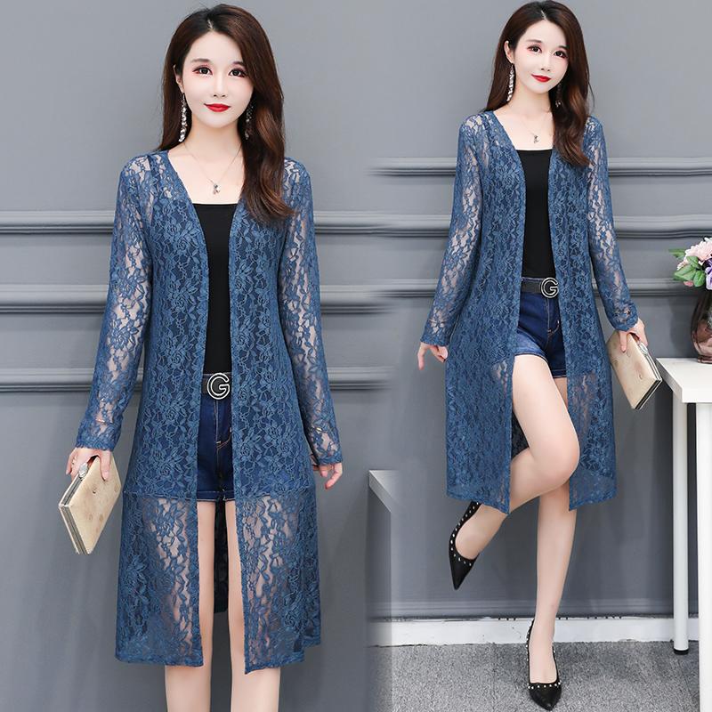 

Women's Jackets Lace Shawl Tops Women Coat Summer Thin Sun Protection Clothing Plus Size Loose Female Jacket Mid-Length Cardigan Lad, Black;brown