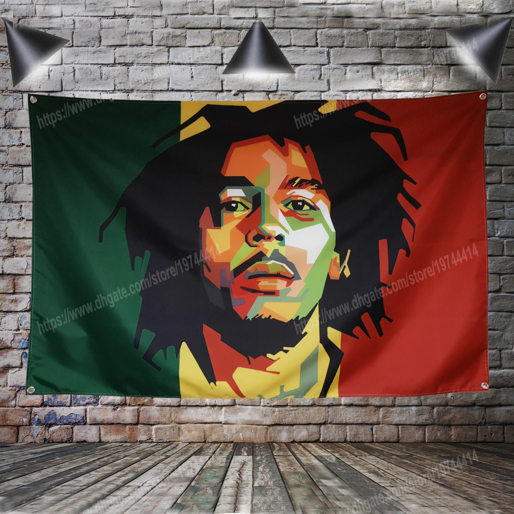 

Bob Marley Banner flags Music Rock Band Reggae Jamaica Home Decoration Hanging flag 4 Gromments in Corners 3*5FT 96cm* 144cm Painting Arts P