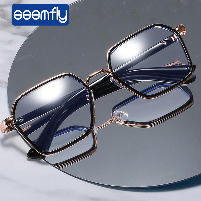 

Seemfly -1 -1.5 -2 -2.5 -3.5 Blue Light Blocking Finished Myopia Glasses Men Women Large Frame Myopic Eyewear Optical Spectacles Fashion Sun