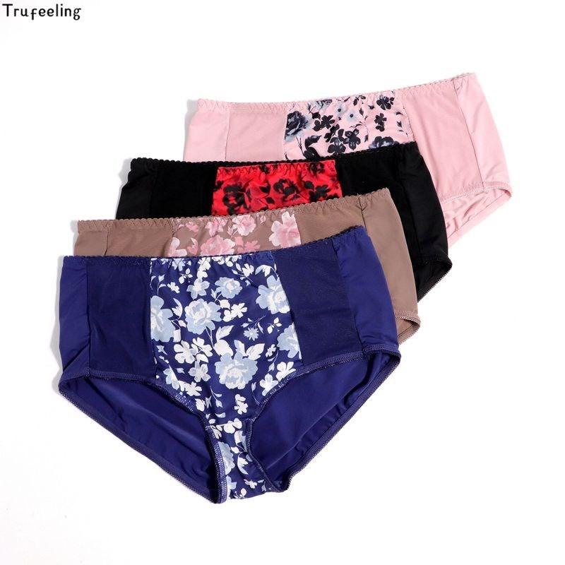 

Women's Panties Trufeeling L-6XL 2 Colors Mid-Rise Women Ultra Thin Elastc Female Comfort Plus Size Underwear Big Hip BriefsÂ, Black;pink