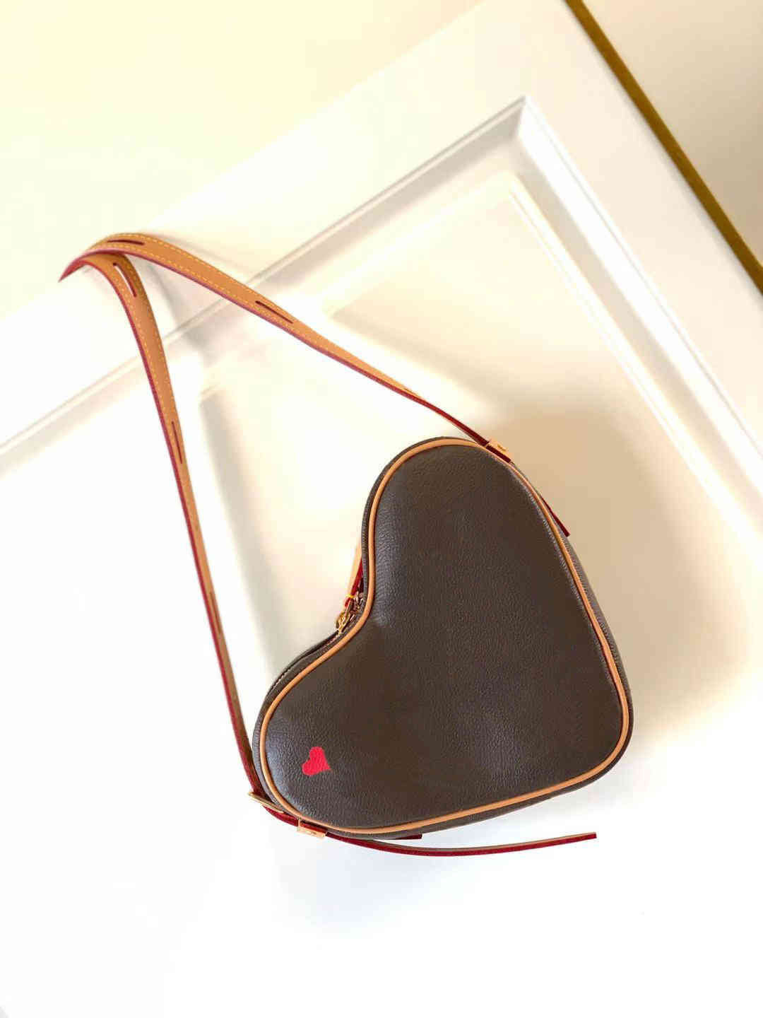 

M57456 GAME ON COEUR Bags Mini red heart handbag leather women canvas embossed crossbody evening shoulder bag purse wallet M45149, Brown