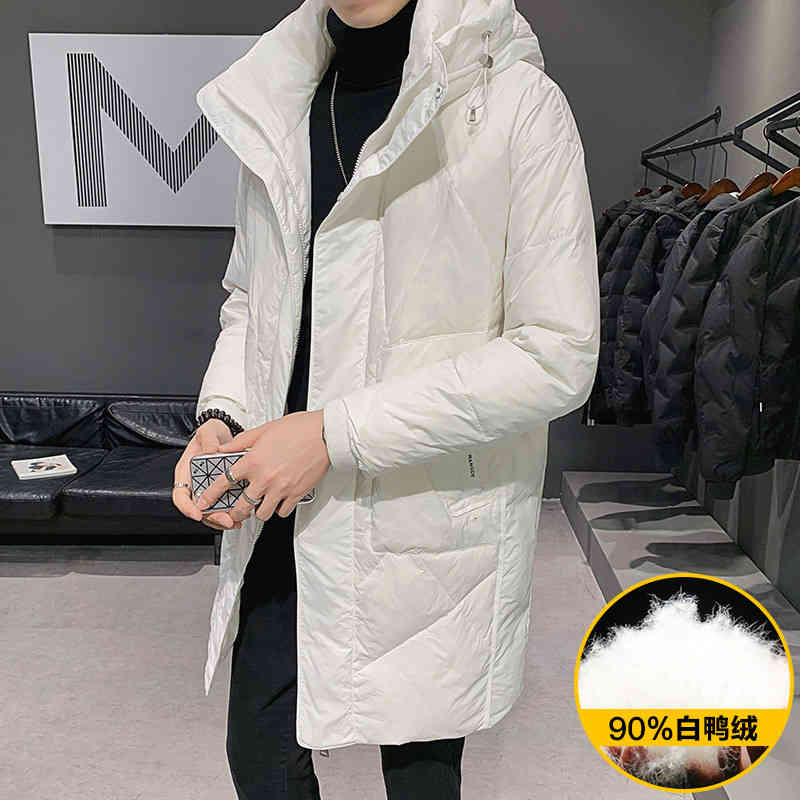

Men's Down & Parkas Shopkeeper style 100% nylon medium long white down jacket men's Hoodie 86NN