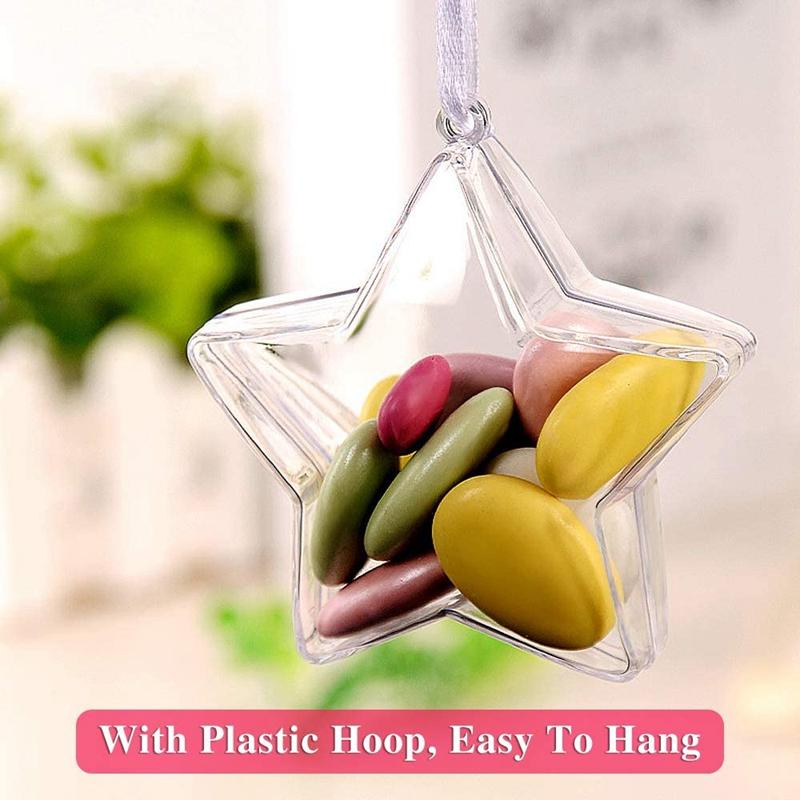 

Gift Wrap 10 Sets DIY Fillable Balls Clear Plastic Ornaments Christmas Tree Ornament Bauble Party Supplies Star Shape 80mm