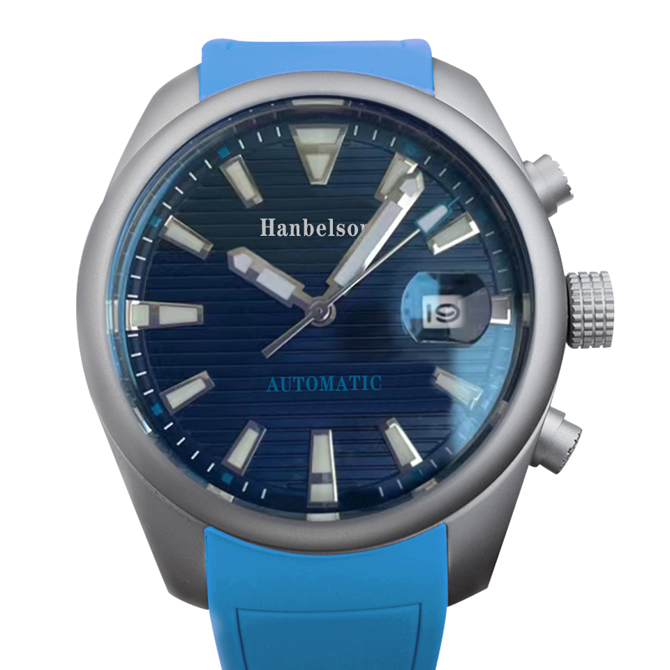 

Luxury fashion classic blue mens watch 43MM magnifying glass Automatic calendar stainless steel Seagull movement Wristwatches, No box