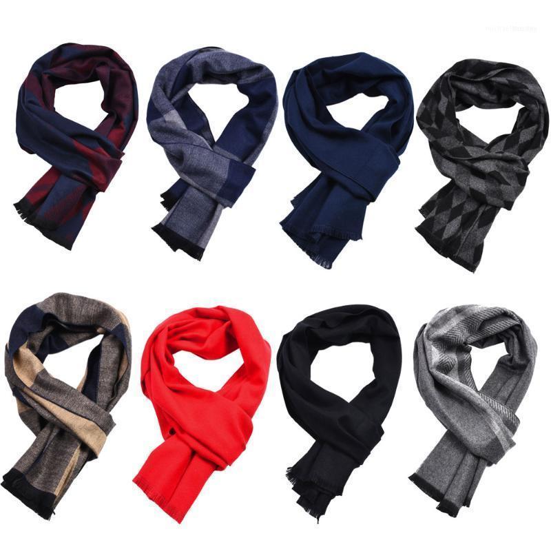 

PCS Winter Scarf Men's Warm Plaid Solid Scarves Fashion Casual Cashmere-like Rayon Men Long1