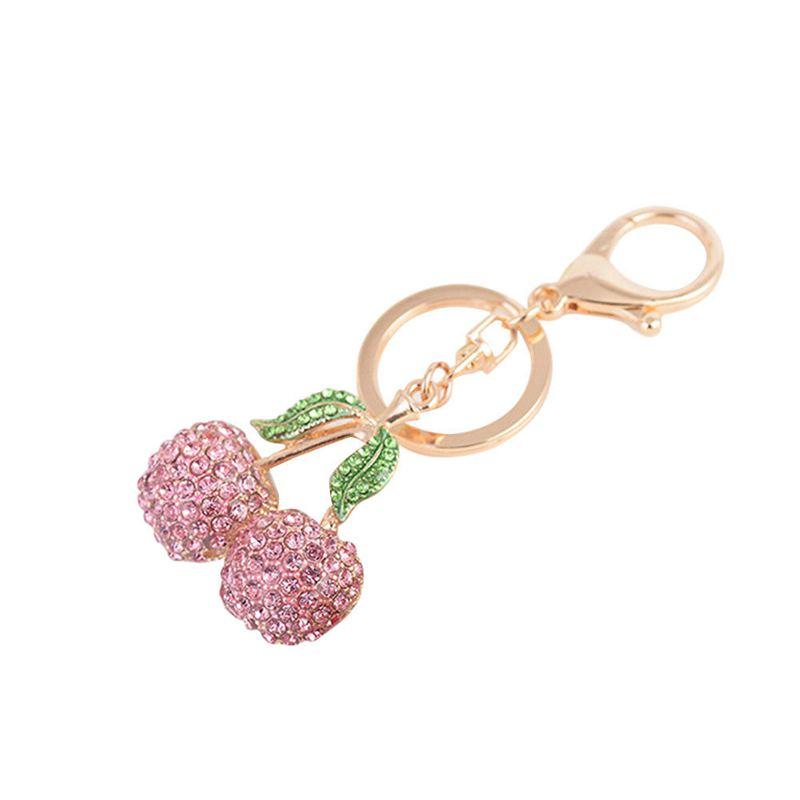 

Keychains Cute Cherry Pendant Key Chain Rhinestone Hangings Keychain Ring Bag Decor