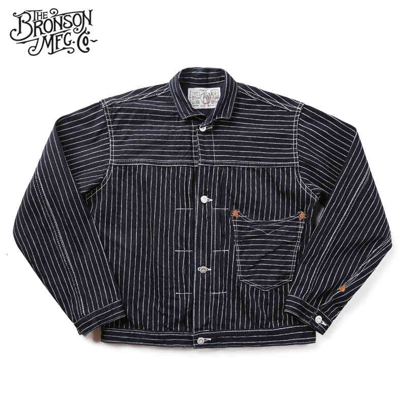 

downs Bronson Wabash Stripes Seage Denim Jean Jacket Vintage Clothing UNWASH, Black