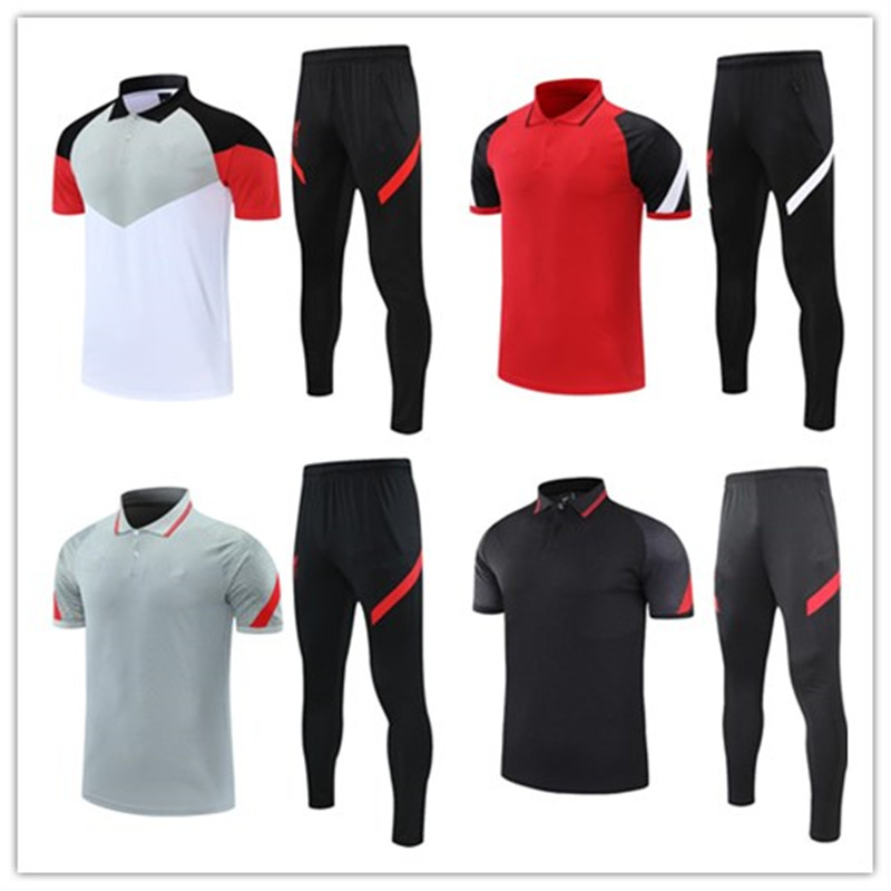 

adult .SALAH polo training suit set Soccer Jerseys tops LVP FIRMINO THIAGO VIRGIL MANE Survetement de sportswear jogging chandal, Black
