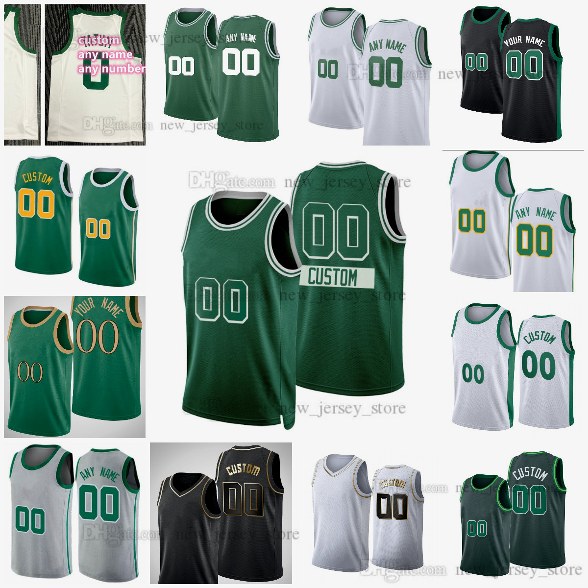 

Custom Printed Diamond 75th Basketball Jerseys 9 Romeo Langford 0 Jayson 7 Jaylen Tatum Brown 36 Marcus 42 Al Smart Horford Robert 71 Dennis, Black;red