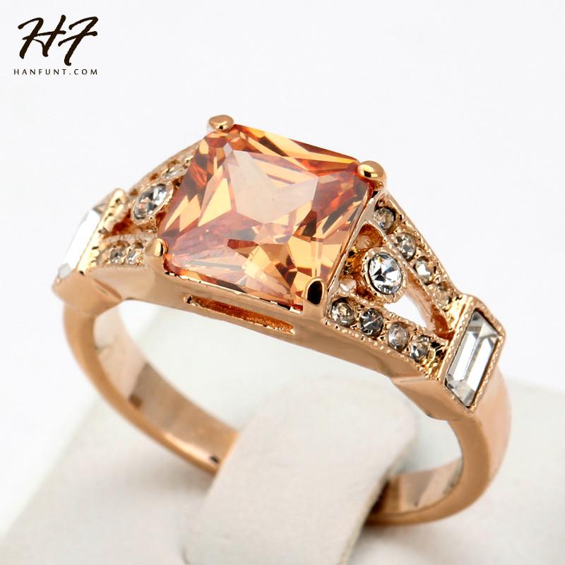 

Cluster Rings Top Quality Square Rose Gold Color Fashion Ring Austrian Crystals Full Sizes Sale R460 R356, Golden;silver