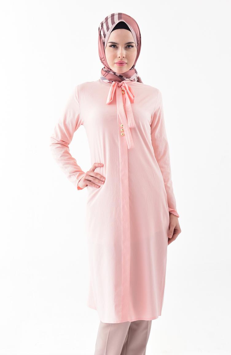 

Women's Blouses & Shirts Minahill Buglem Tie Collar Tunic 1084-08 Powder