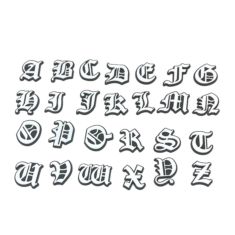

100pcs/lot custom ancient english letters pvc shoe charms shoecharm buckles fashion accessories soft rubber jibitz for croc shoes Mixed 26 kinds