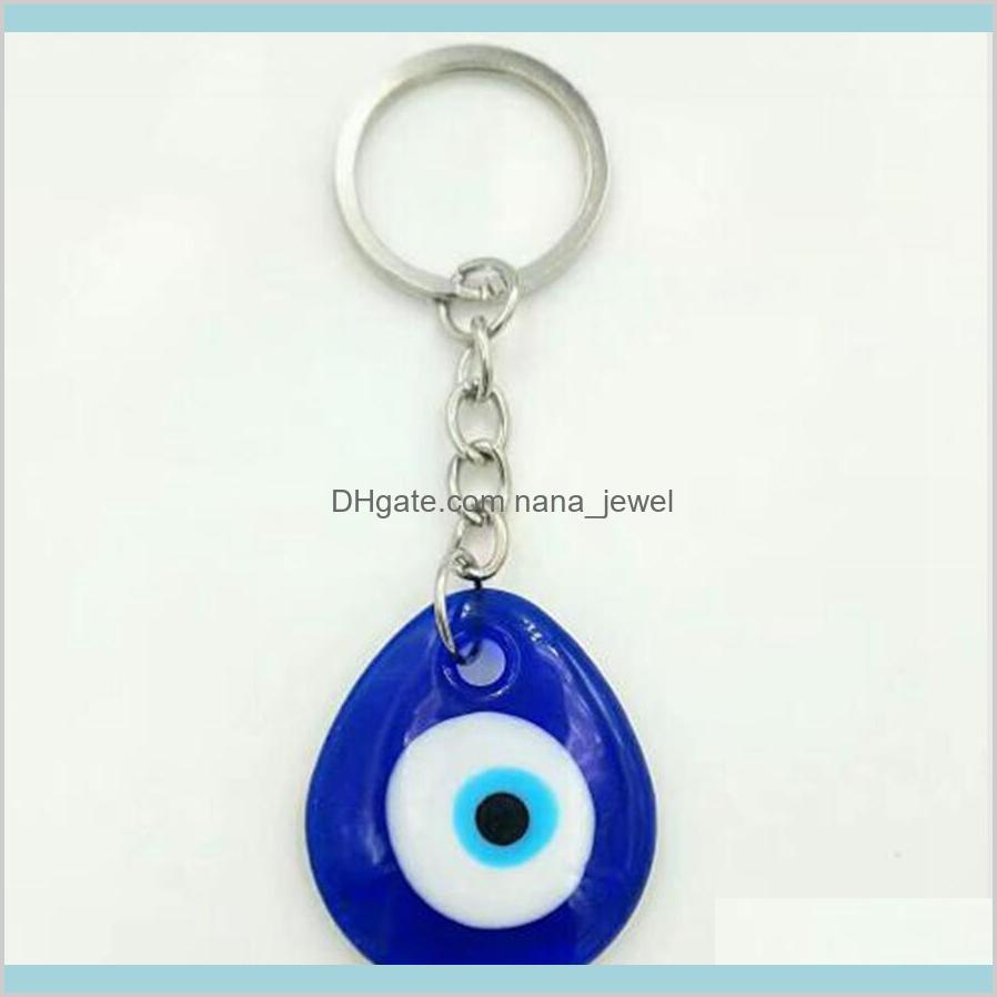 

10Pcs/Lot Vintage Silver Turkish Teardrop Blue Glass Evil Eye Charm Keychain Gifts Fit Key Chains Accessories Jewelry A29 Axjua Mqljz, Slivery;golden
