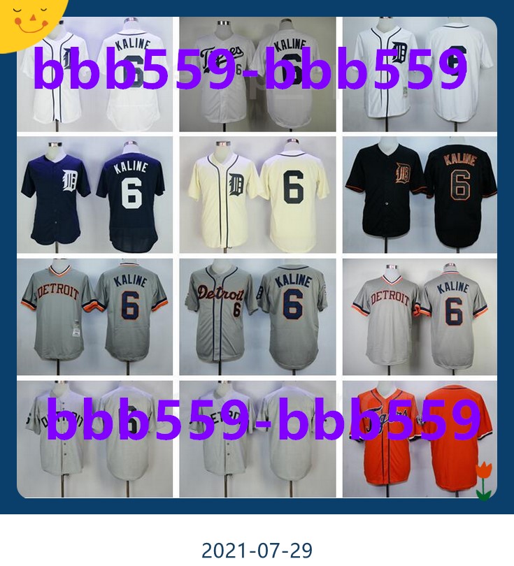 

1984 Vintage Baseball 6 Al Kaline Retro Jersey Men Flexbase Cool Base All Stitched Navy Blue Black White Grey Pullover Cooperstown Retire