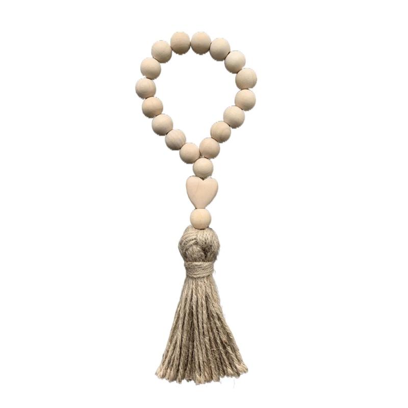 

Wood Bead Garland With Tassels Farmhouse Home Decoration Room Decor Decorative Objects & Figurines