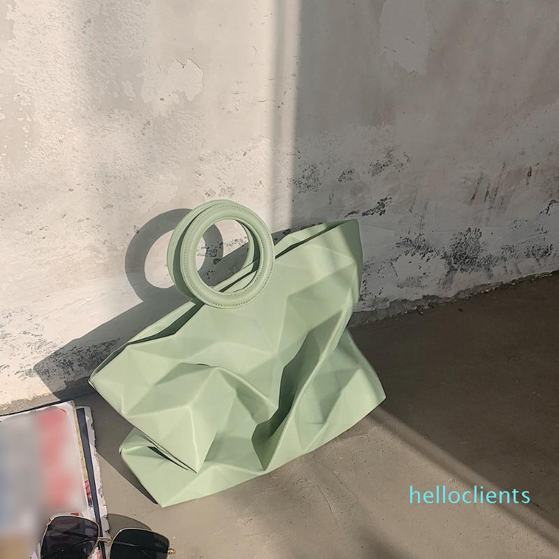 

Evening Bags Spring Summer Fashion Women Bag Ring Portable Tote Briefcase Female Fold Rhomboid Soft Clutch Handbag